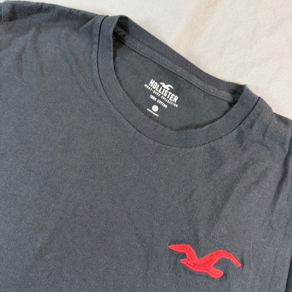 Hollister Mens Must-Have Collection Long Sleeve T-Shirt Black Red Seagull Size M